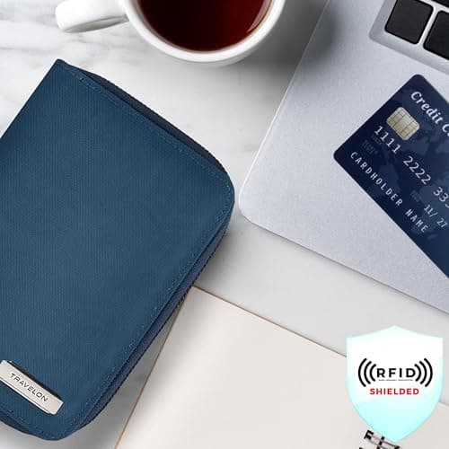 Travelon RFID Blocking Passport Zip Wallet, Ocean, 4 x6 .5, RFID Blocking Passport Zip Wallet — view 3
