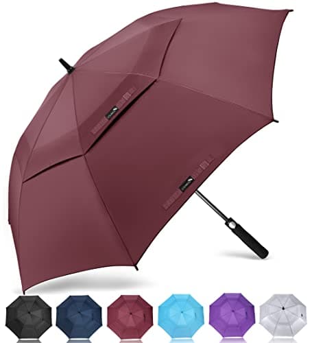 ZOMAKE Golf Umbrella Windproof and Rainproof 68in, Large Umbrella Windproof Strong, Big Golfing Brolly Unbreakable Double Canopy for Men Women (Maroon)