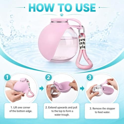 Portable Dog Water Bottle, 2 in 1 Foldable Silicone & Clear Plastic Pet Water Cup for Travel, 285ml Large Capacity for Dogs Cats Outdoor Walking Hiking (pink) — view 6