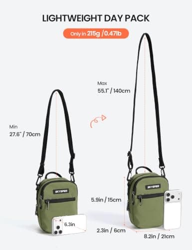 SKYSPER Small Anti Theft Crossbody Sling Bag RFID Cross Body Bag Travel Shoulder Daypack(Armygreen) — view 5
