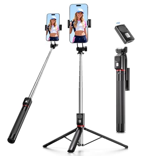 Phone Tripod & Selfie Stick, 170cm Extendable Portable Phone Tripod Stand with Wireless Remote, Compatible with iPhone/Android