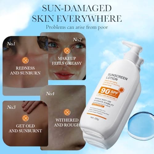 Factor 90 Face Sunscreen, Travel Sun Cream SPF 90 PA+++, Large-capacity Body Sunscreen, Ultra Light UV Protetion, Water & Sweat Resistant, Moisturizing & Non Greasy with Aloe Vera Vitamin E-220g — view 4