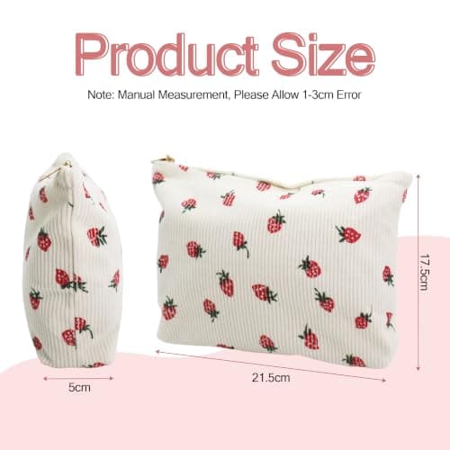 Small Makeup Bag Strawberry Corduroy Cosmetic Bag Make Up Bags Gift Women — view 2