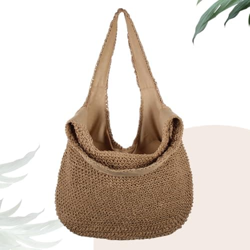 LUI SUI Straw Tote Bag Summer Beach Shoulder Bag for Women, Weave Large Capacity Casual Hand-woven Purse — view 3