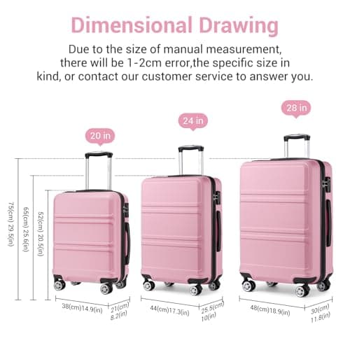 Kono Large Suitcase Lightweight ABS+PC Hard Shell 28 inch Checked Luggage — view 2