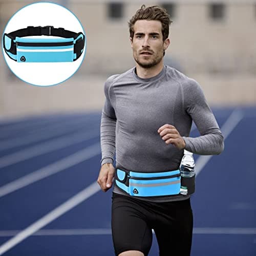 Running Belt with,Sweatproof waistpacks with,Running Belt Waist Pack with,Adjustable with Reflective Strips,with Headphone Jack,Perfect for Running and Outdoor Activities(Blue) — view 5
