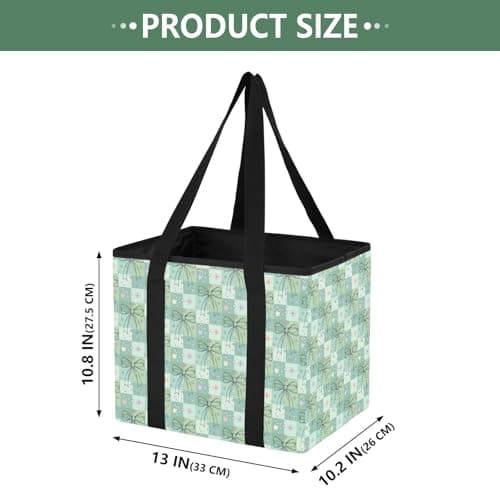 Grckit Car Trunk Organizer Mint Green Bows Heavy Duty Collapsible Storage Tote Bag with Reinforced Handles for Shopping Travel Picnic — view 2