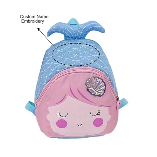 Personalised Backpack Mermaid Kids Personalised Gifts with Name Embroidery Lightweight Rucksack Bag Travel School Bag for Students, Camping，holiday & Back To School （Blue, One Size — view 3