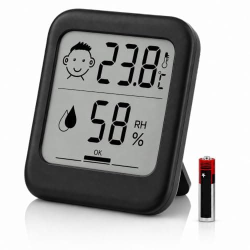 Digital Hygrometer Baby Room Thermometer Indoor Reptile(1 Pack Black AAA