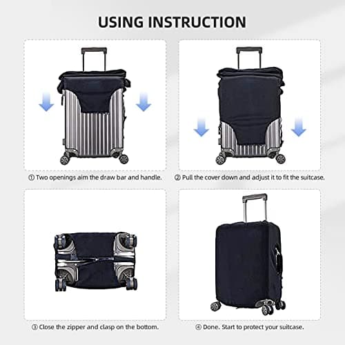 Woshuwo Carbon Fiber Weave Pattern Elastic Travel Luggage Covers Dustproof Scratch-Resistant Suitcase Protector Fit 22-24 Inch — view 6