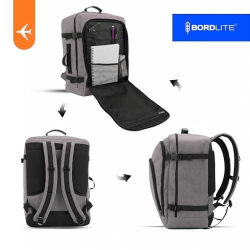 Bordlite EasyJet Cabin Backpack 45x36x20cm Grey – Underseat Cabin Bag for Ryanair, Wizz Air & 30+ Airlines, Lightweight Carry On Travel Backpack with Compression Straps & Laptop Storage — view 5