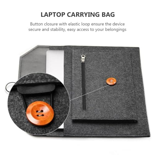 Laptop Protector Bag 13 Inch Felt Black Sleeve with Extra Pockets — view 3
