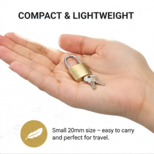 Small Padlocks 3 Pack with Keys, 20mm Brass Mini Locks for Luggage and Bags — view 4