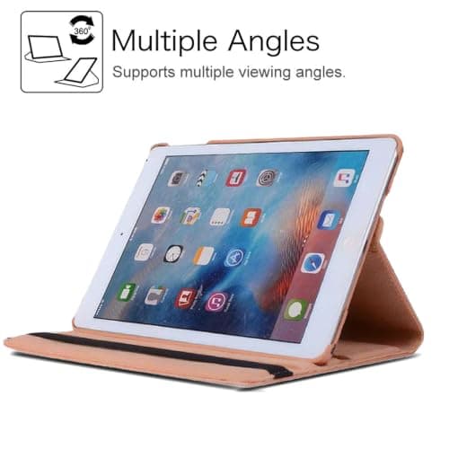 For iPad 5th / 6th Generation case, 9.7 inch 2017/2018, 360 Rotating Smart Stand PU Leather Flip Folio Protective Cover Case for iPad 5th / 6th Gen 9.7 inch - Rose Gold 360 — view 2