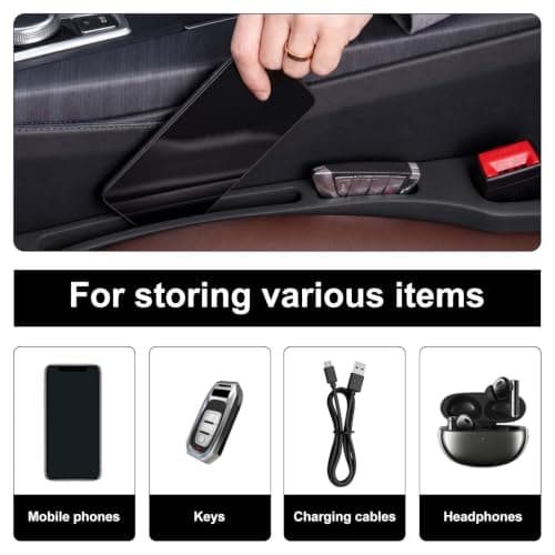 2Pcs Vehicle Mounted Gap Fillers with 4 Headrest Hooks, 2 Umbrella Hooks — view 6