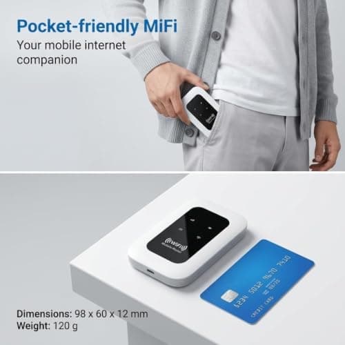 5G Mobile WiFi Portable Hotspot Router, Unlocked SIM Card Slot, Up to 300 Mbps Ultra-Fast Internet,Pocket-Sized MiFi Modem for Travel & Remote Work, Connect Up to 10 Devices | WiFi 6 — view 5
