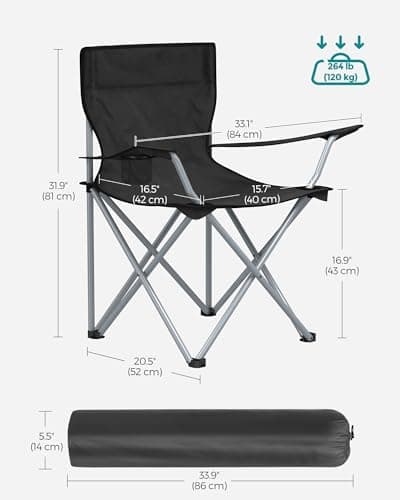 SONGMICS Set of 2 Folding Camping Chairs, Portable, 120 kg Capacity — view 3