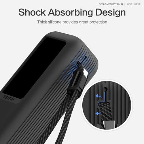 Silicone Case for Anker Laptop Power Bank 165W (25000mAh) with 1/4-inch Nut Hole, TF/Sim Card, Card Pin Storage Slot for Anker Power Bank 165W Skin-Friendly Anti-Lost Protective Case (Black) — view 3