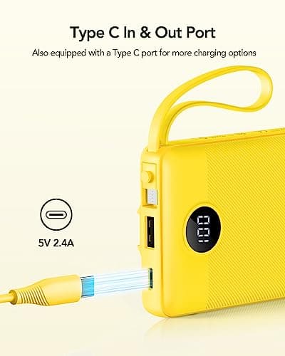 VRURC 10000mAh Power Bank With Built-in 4 Cables, Slim Portable Charger — view 5
