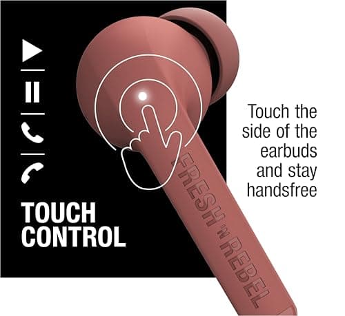 Fresh 'n Rebel Twins Fuse True Wireless In-Ear Bluetooth Headphones with Tip Voice Assistant, Touch Control and Built-in Microphone, 30 Hours Playtime (Safari Red) — view 3