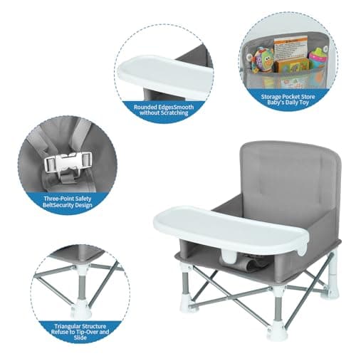 MFSLOVE Portable Booster Seat with Feeding Tray for Babies Toddler Booster Seat for Dining Baby Feeding Seat Baby Camping Chair,Travel Chair for 6 Months to 3 Years — view 6