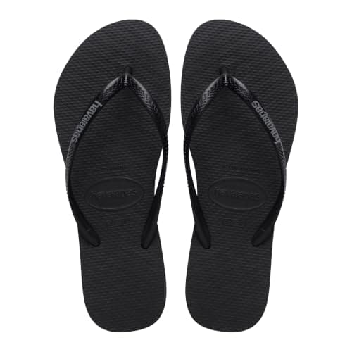 Havaianas Slim Logo Pop Up Women Flipflop Black/Steel Grey 6.5/7 UK