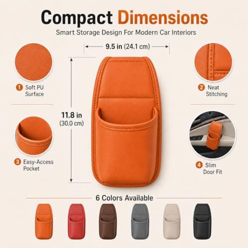 PU Leather Car Door Cup Holder，Red — view 2