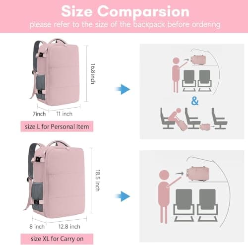 Pink Travel Backpack for Women, 15.6 Inch TSA Flight Approved Laptop Carry On Backpack with Shoe Pouch & Water Bottle Pocket, Casual Daypack for Weekender Business Hiking Nurse Use — view 6