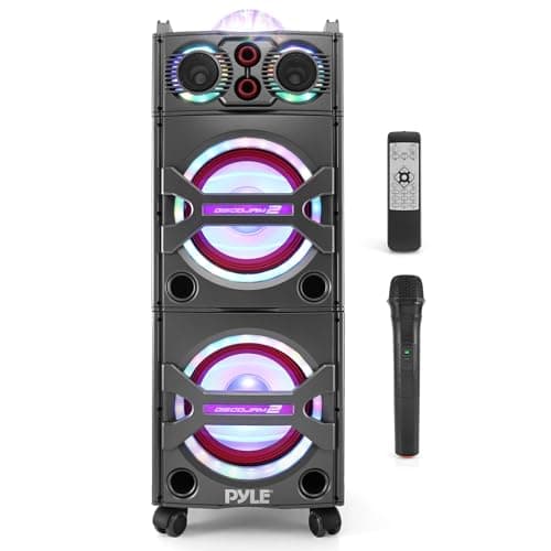 Pyle Portable PA System, Active PA- Speakers, PA Systems- With Wireless Microphone, DJ- Bluetooth Speaker, 2000W Karaoke - Outdoor Speaker System With Lights, USB Input SD Card/AUX/RCA/FM/Radio