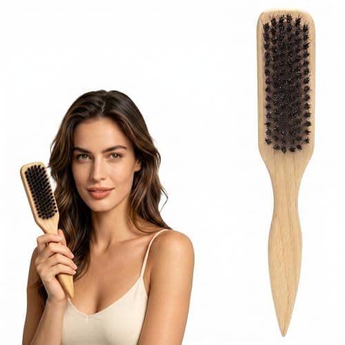 Healeved Beard Brush for Men Small Soft Boar Bristle Beard Brush for Grooming Mustache Styling and Cleaning Pocket Travel size with Ergonomic Handle for Home or Barber Use