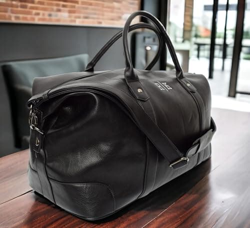 ZOEEDEN Personalised Faux Leather Travel Duffel | Holdall Carry On Weekender Bag | Overnight Travel Duffel Bags for Men and Women (Black) — view 2
