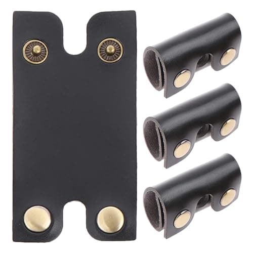 LALADEFIEE 4pcs Double Edge Razor Leather Sheath Travel Safety Razor Case with Precise Fit Protection Visual Access Black Synthetic Leather Iron for Daily Bathroom Use