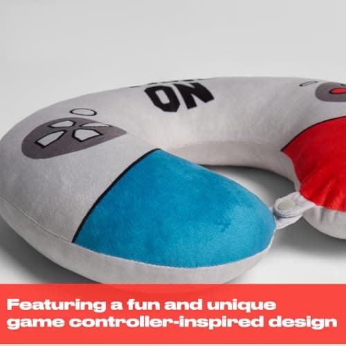 OHS Travel Pillow, Game Controller Kids Neck Pillows for Travel Memory Foam Neck Support Pillow Compact Lightweight Ergonomic Flight Neck Pillows for Adults, White — view 3