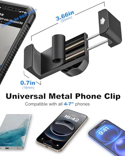 Kolasels Steering Wheel Phone Holder with Large Metal Clip[Thick Cases Friendly]Adjustable Phone Holders for Your Car, Truck, Tesla, Hands Free Phone Mount for iPhone 16 15 Pro Max, Android Smartphone — view 6