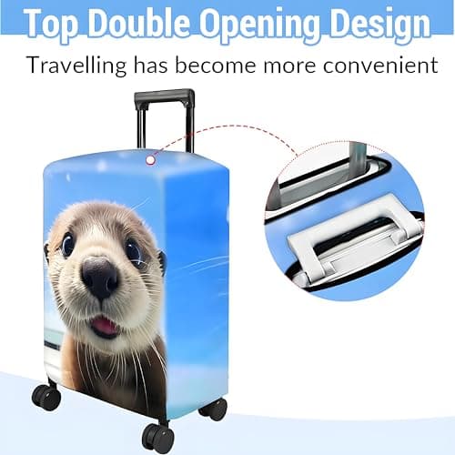 FANSU Luggage Covers for Suitcases Trolley Case Cover for Luggage, Animal Print Elastic Anti-Scratch - Travel Suitcase Cover Protector, 18-32in Small Medium Large Luggage (Otter,M(22-25in)) — view 4
