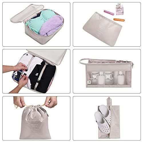 OSDUE Packing Cubes for Suitcase, 8PCS Thickening Travel Organiser Packing Bags Lightweight Travel Accessories Organizers Essentials Clothes Shoes Cosmetics Toiletries Storage Bags — view 5