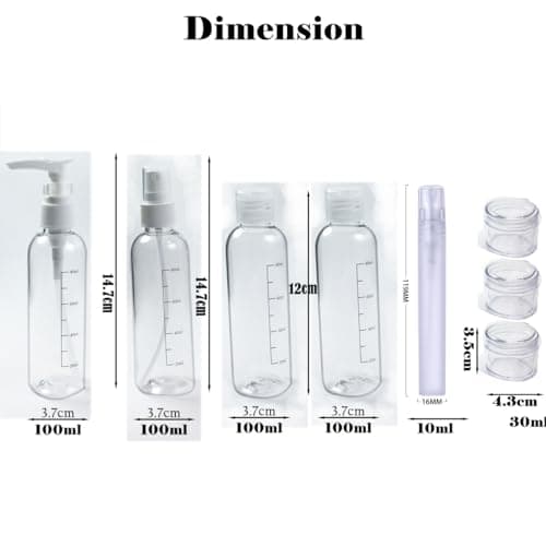 Toiletry Bag & Travel Bottles Set TSA Approved Leak Proof Refillable Containers for Toiletries | Clear TSA Approved Kit With Travel Size Bottles — view 3