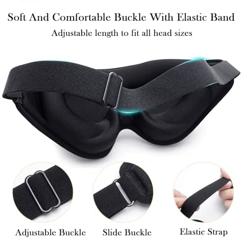 100% Blackout Sleep Mask for Women & Men, Zero Pressure 3D Contoured Eye Mask for Sleeping with Adjustable Strap for Side Sleepers,Ultra Soft Lycra Blindfold for Travel & Sleep&Nap,Black — view 3