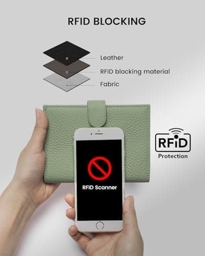 Karmiir RFID Passport Holder for Travel, Compact Wallet for Women & Men, Leather Passport Cover Wallet with Card Holders Zippered Coins Pocket and Cash (Light Green) — view 4