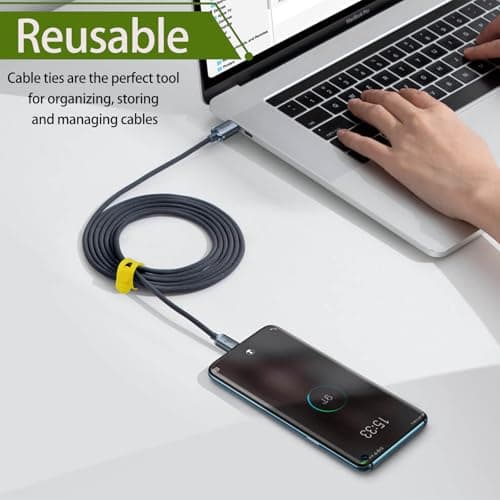Pack of 30 Silicone Cable Ties, Reusable Cable Organiser, Adjustable Cable Ties for Home and Travel Charging Cables, Audio Cable and Network Cable Storage (Multi-Colour) — view 6
