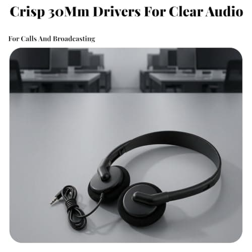 Lightweight Headphones, Beige, Simple Wired Over-ear Headset With 3.5mm Jack — view 5