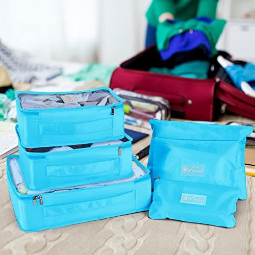 Vinsani 6pc Packing Cubes Travel Organiser Set for Suitcase, Light Blue — view 2