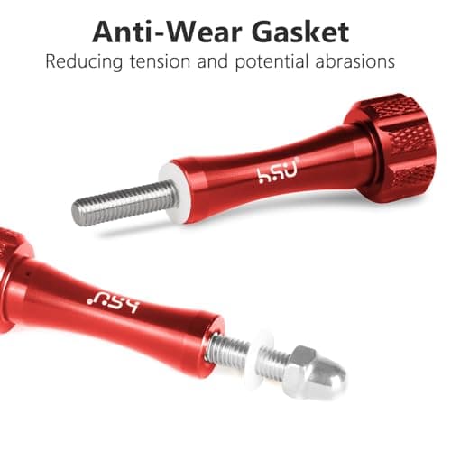 HSU 2PCS Aluminium Alloy Longer Thumbscrews for GoPro Action Cameras（Red） — view 5