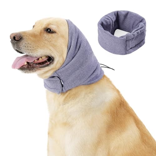 Anlitent Original Calming Dog Ear Headband,Head Ear Cover Protective Puppy Neck and Ears Warmer, Dog Ear Muffs & No Shake Ear Wrap for Comfort for Thunder Winter Firework Noise Bathing (Purple, Small)