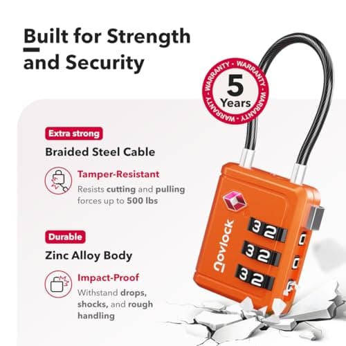 NovLock Suitcase Padlocks, TSA Approved Luggage Locks, Travel Padlocks — view 4