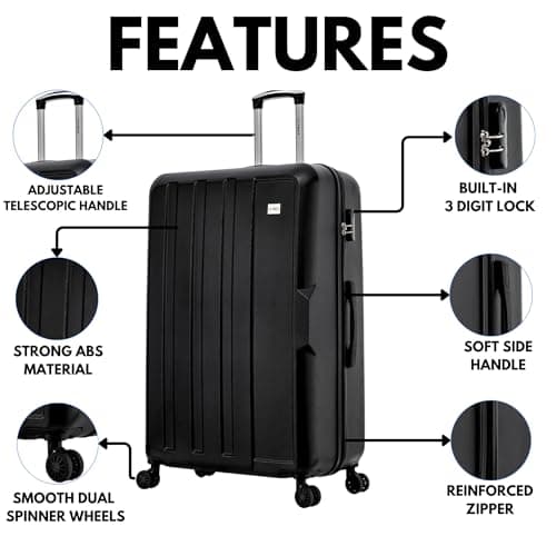 FLYMAX 29" Large Suitcase 4 Wheel Lightweight Luggage Hard Shell Travel Case Hold Check in Fits 23kg - 27kg + 3 Digit Lock Suitcase Large + Telescopic Handle 103 Litre Capacity — view 2