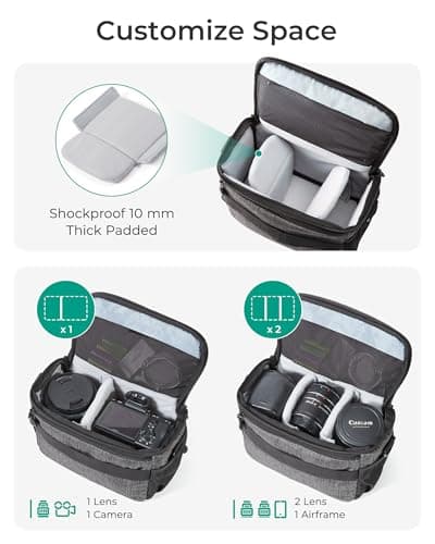 bagsmart Camera Bag Canvas SLR DSLR Case Padded Shoulder with Rain Cover — view 3