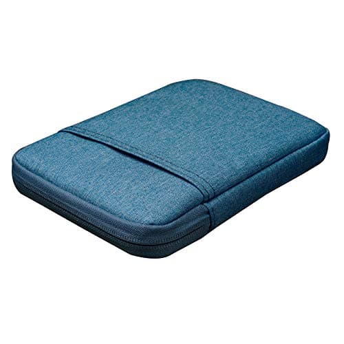 Nylon Sleeve Case for E-Reader/E-Book/Smartphone - Padded Case with Zip for Kindle Paperwhite/Oasis/Kobo,Lake Blue,6"(14X18.5X2cm)