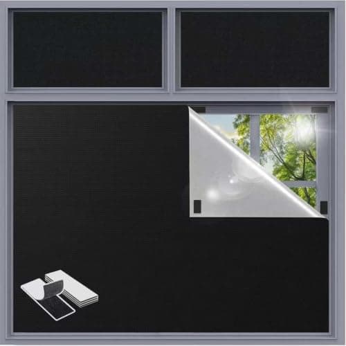 Blackout Blinds Stick on 400x145cm, 420D Blackout Curtain for Window, No Drill Film for Bedroom, Cut to Any Size, Portable Black Out Blinds for Travel Temporary, 30 Velcro