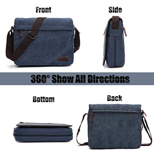 LOSMILE Men's Messenger Bag, Canvas Shoulder Bags, 13.3" Laptop Bags for Work and School,Cross-Body Bags.(BLUE) — view 2